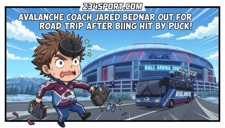 Avalanche coach Jared Bednar out for road trip after being hit by puck