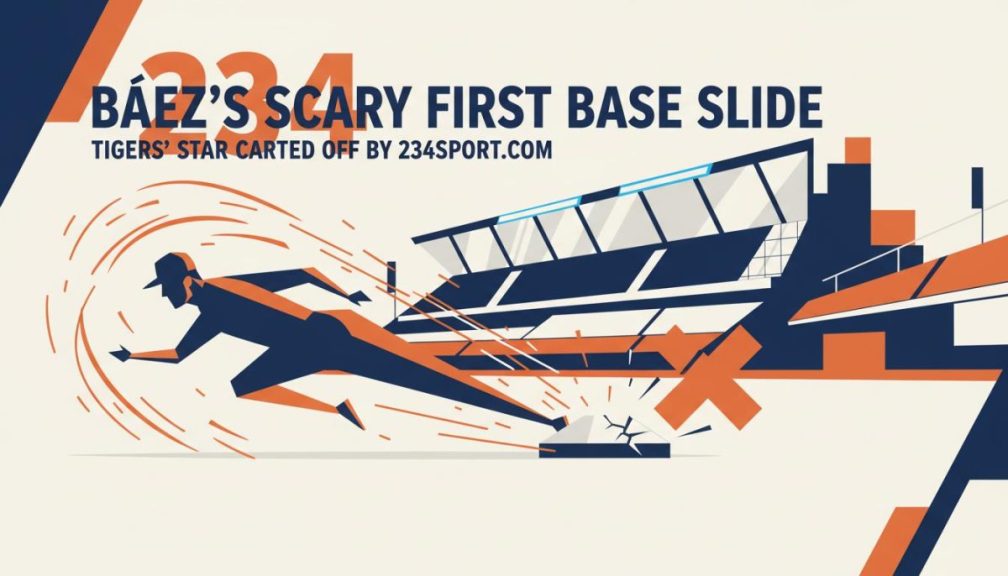 Báez's Scary First Base Slide: Tigers' Star Carted Off