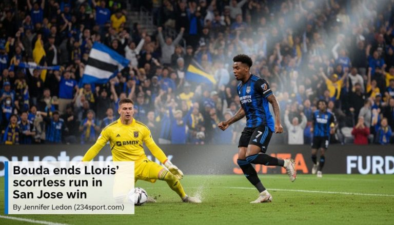 Bouda ends Lloris' scoreless run in San Jose win