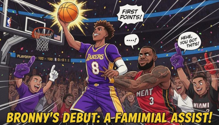 Bronny James scores first NBA playoff points, with some help from LeBron