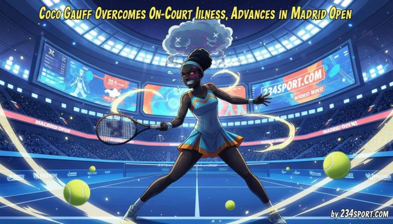 Coco Gauff Overcomes On-Court Illness, Advances in Madrid Open