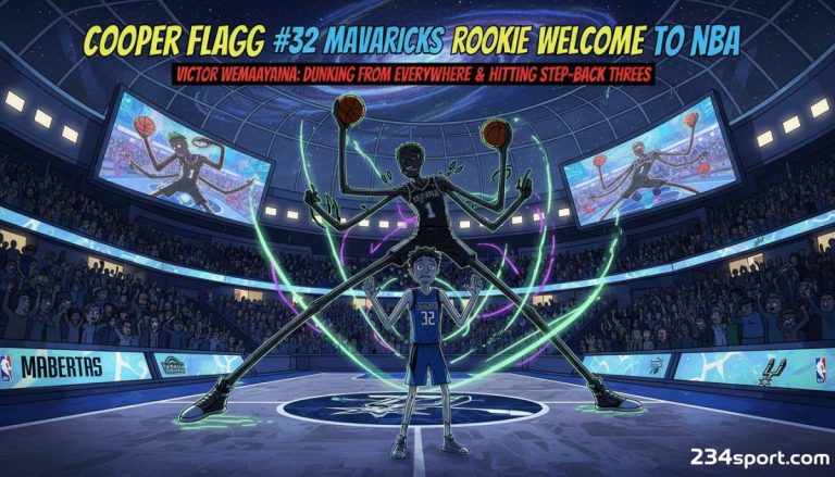 Cooper Flagg (#32 Mavericks) on his rookie welcome to NBA moment: Victor Wembanyama dunking from everywhere and hitting step-back threes