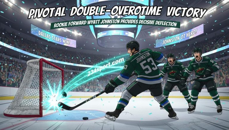 Dallas Stars secured a pivotal double-overtime victory against the Minnesota Wild, with rookie forward Wyatt Johnston providing the decisive deflection