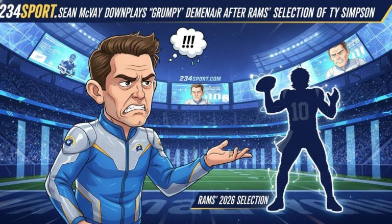 Sean McVay downplays 'grumpy' demeanor after Rams' selection of Ty Simpson