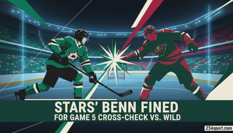 Stars' Benn fined for Game 5 cross-check vs. Wild