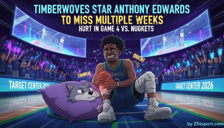 Timberwolves star Anthony Edwards to miss multiple weeks after hurting knee in Game 4 vs. Nuggets