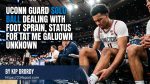 UConn guard Solo Ball dealing with foot sprain
