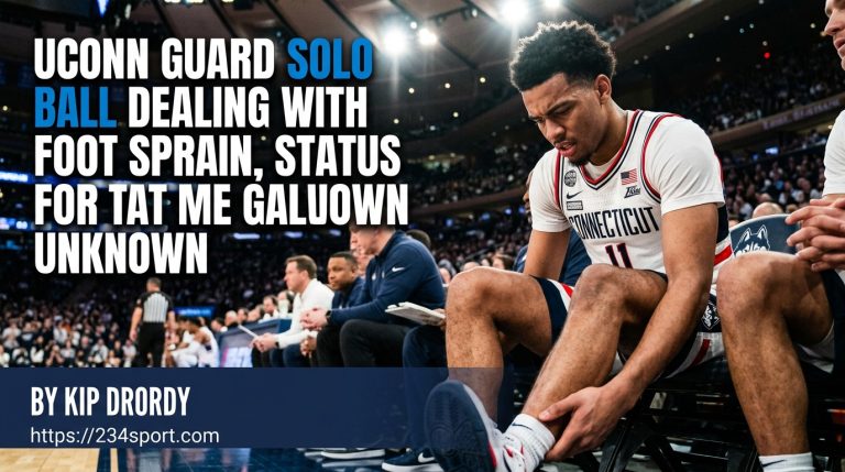 UConn guard Solo Ball dealing with foot sprain