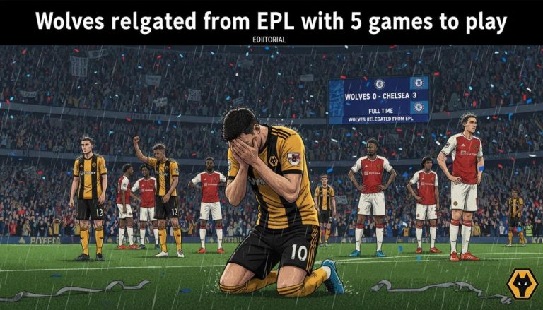 Wolves relegated from EPL with 5 games to play