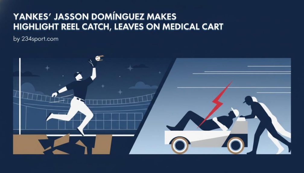 Highlight Reel Catch, Medical Cart Exit for Domínguez